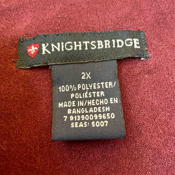 Knightsbridge Burgundy Red Men’s Two Pocket Dress Shirt Polyester Faux Suede 2XL - Picture 4 of 10